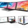 Triple Screen Portable Monitor for Laptop USB-C Plug and Play Extended Screen Compatible with MacOS, Windows, Android