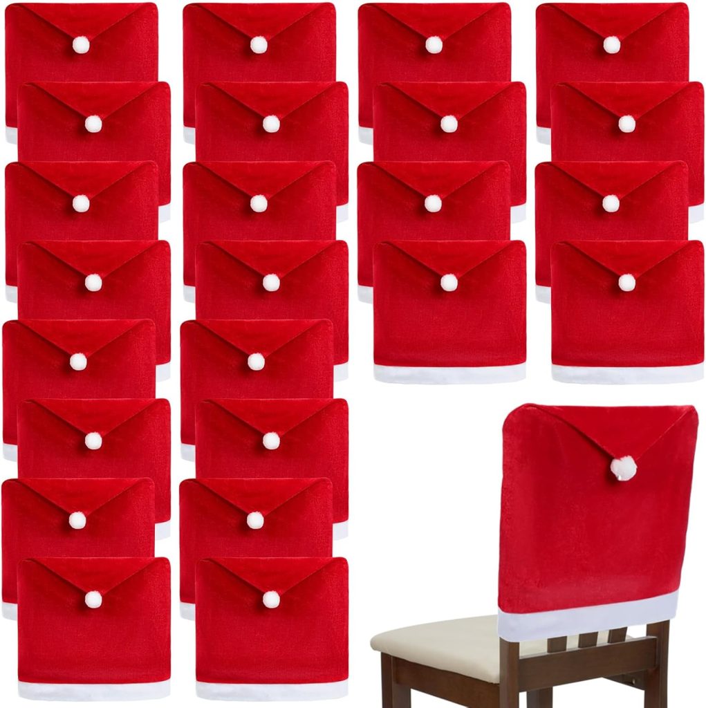 Santa Hat Chair Covers – 24pcs Festive Dining Magic!