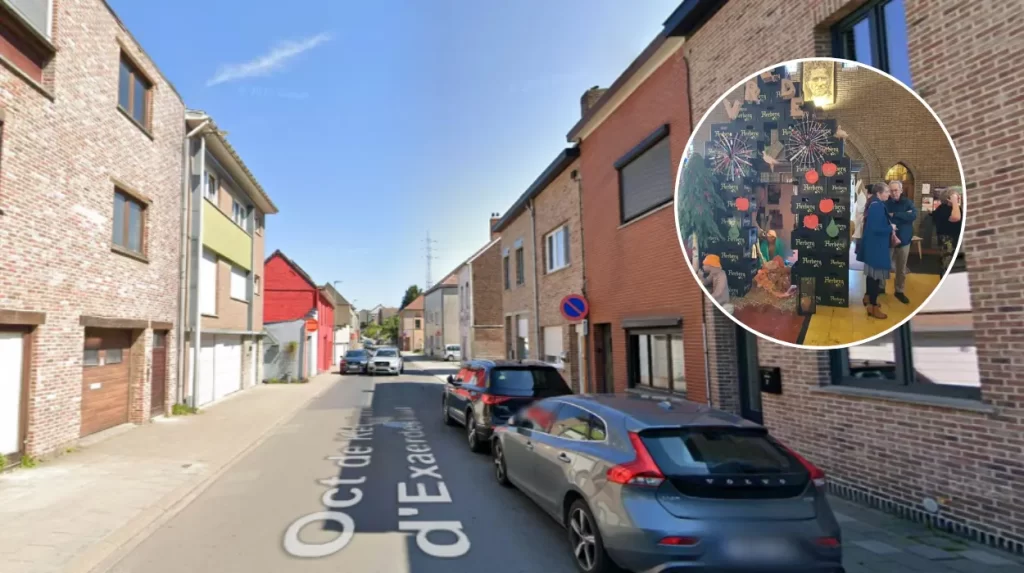 Baby Jesus placed in beer crate nativity at Don Bosco Buizingen
