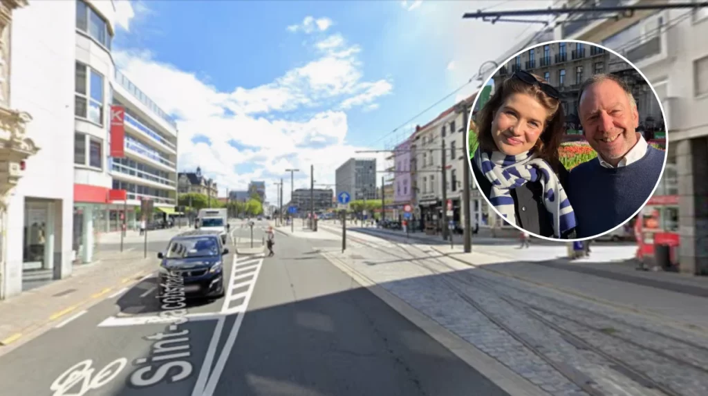 Antwerp residents queue for free tulips at Opera Square