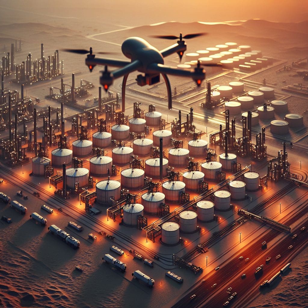 Social media footage captures drone attack on oil storage facility in Oman.