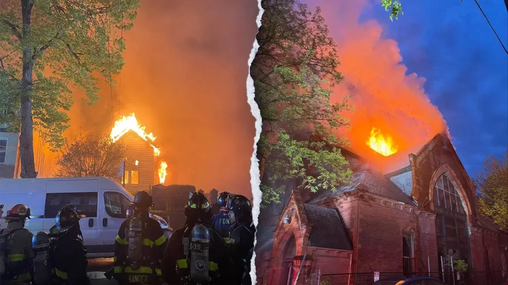 Five-alarm fire destroys historic Queens church, injures 6 firefighters